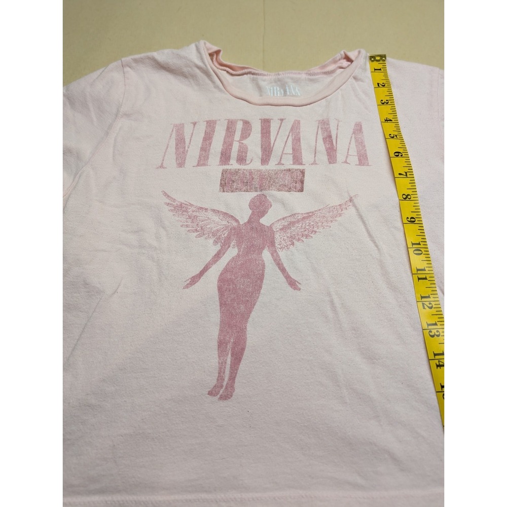 Nirvana Junior Size Large Crop Top Nirvana Logo Light Pink In Utero Logo Fairy